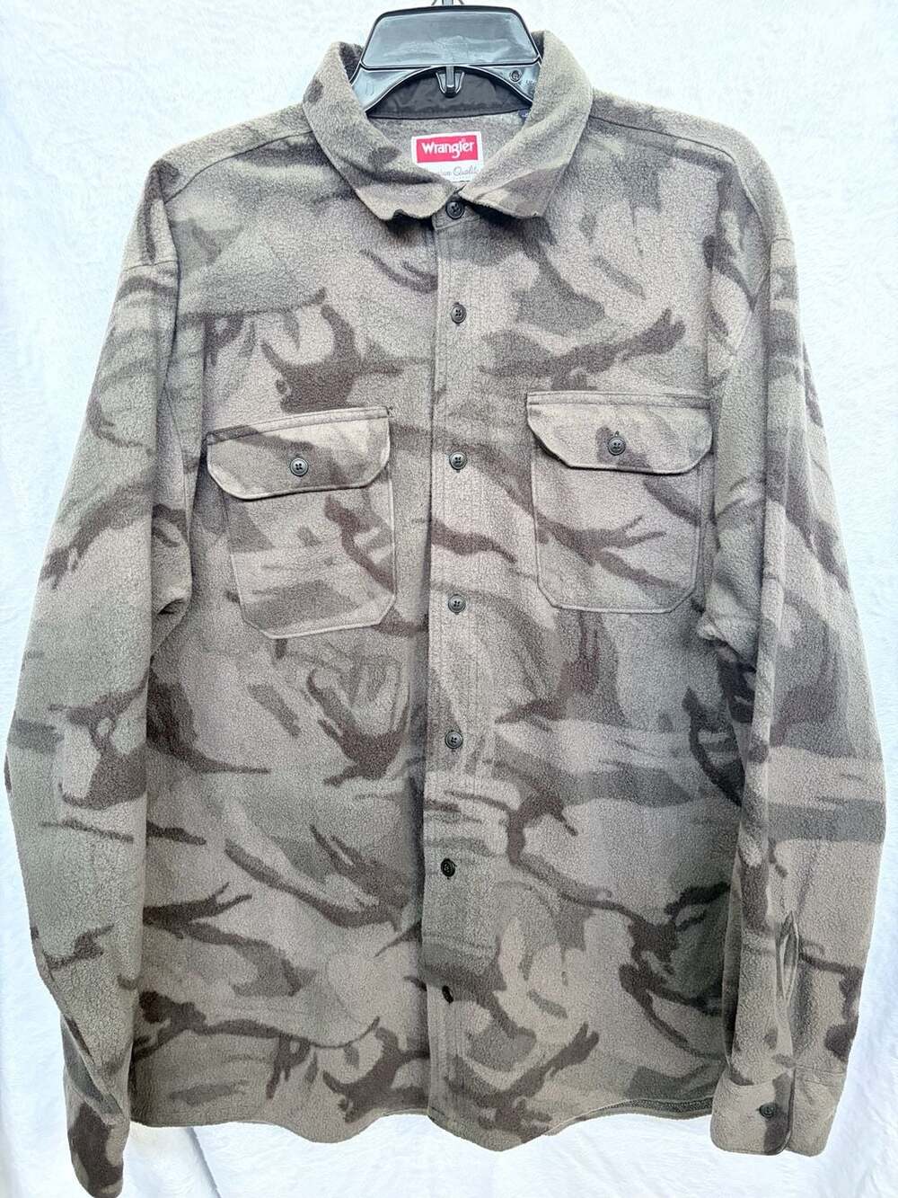 Wrangler Fleece Camo Button Down Shirt Gray XL